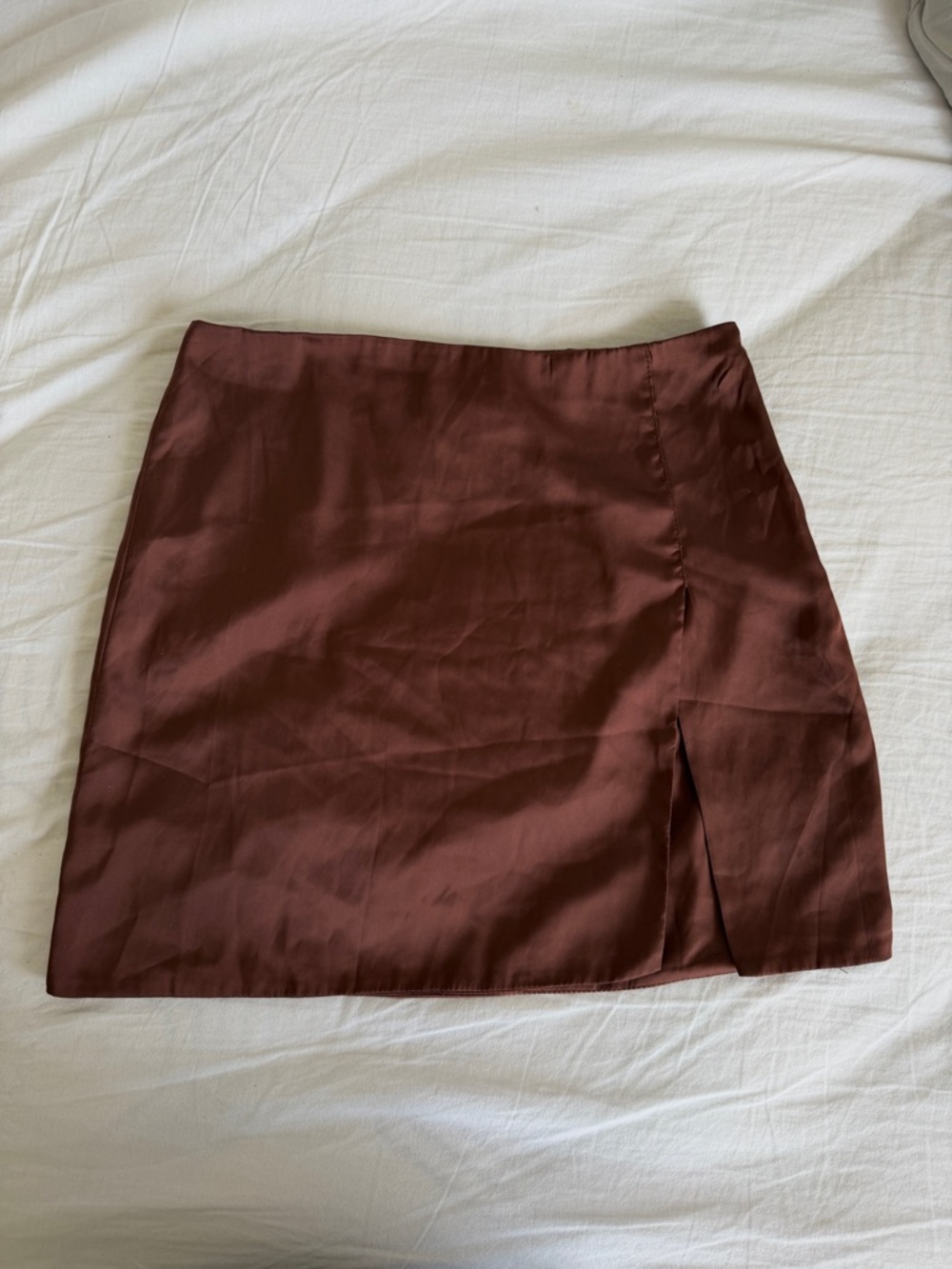 Princess Polly Rust Brown Satin Mini Skirt - Picture 3 of 9